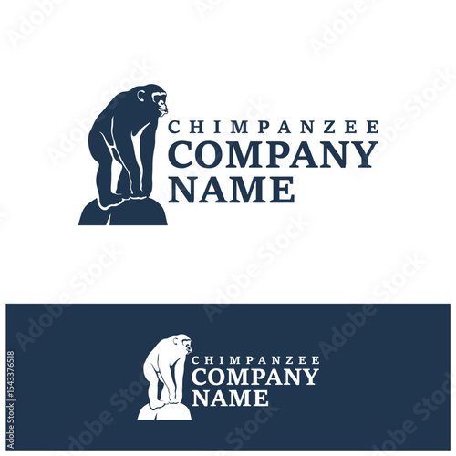 Chimpanzee logo design vector. Silhouette Chimpanzee Template Illustration. Icon Symbol