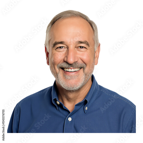 Smiling senior man portrait isolated on transparent background