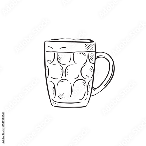 Glass beer tankard in black line.