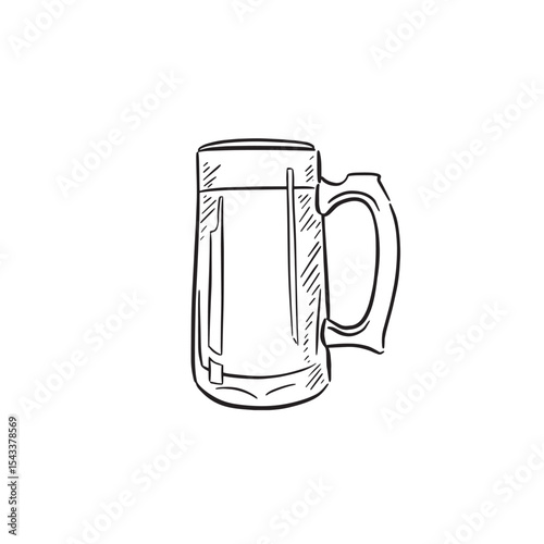 Glass beer tankard in black line.
