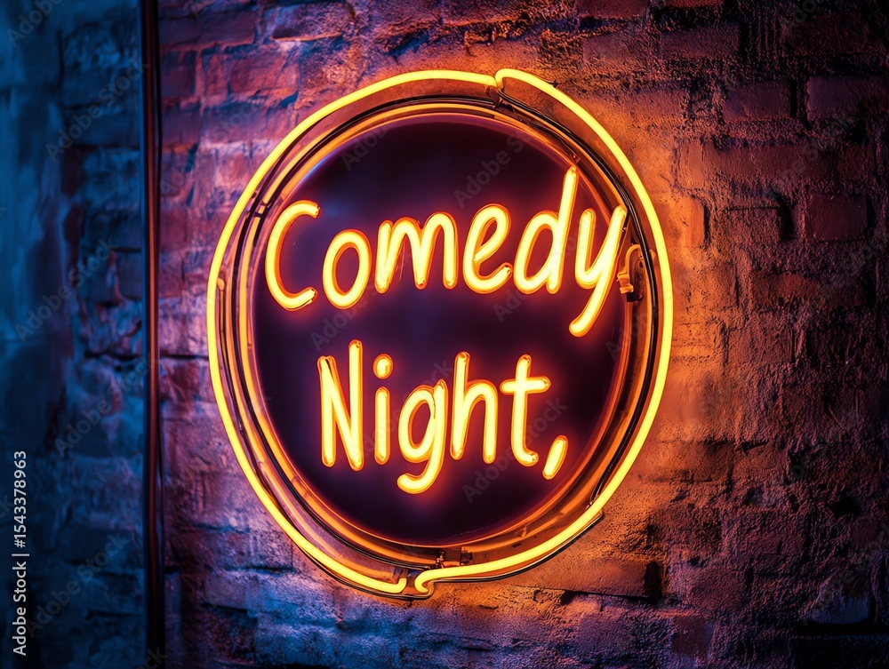 custom made wallpaper toronto digitalA neon sign featuring a smiling comedy mask 