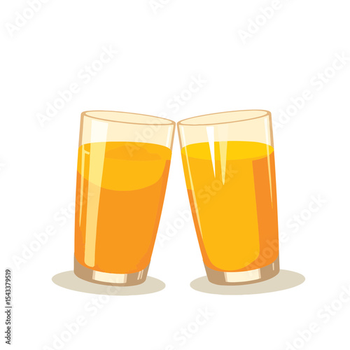 Cheers with vibrant orange juice glasses, celebration and joy