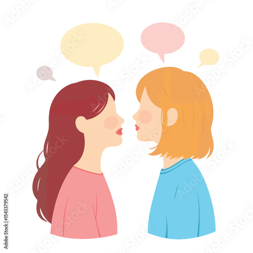 Girls sharing a secret in pastel colors, friendship and connection