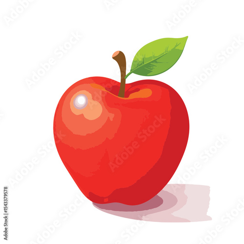 Vibrant red apple on white background, symbol of freshness