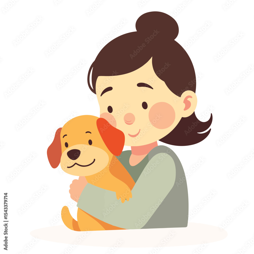 Girl joyfully holding a rescue dog against a white background, companionship Girl joyfully holding a rescue dog against a white background, companionship