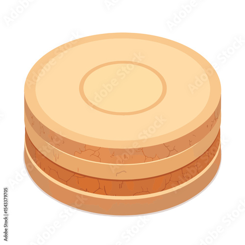 Neatly stacked cork coasters on white background, minimalist design