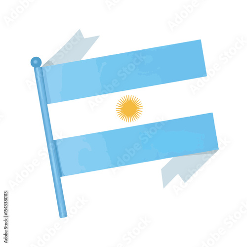 Clean illustration of Argentine flag with blue and white ribbons, simplicity