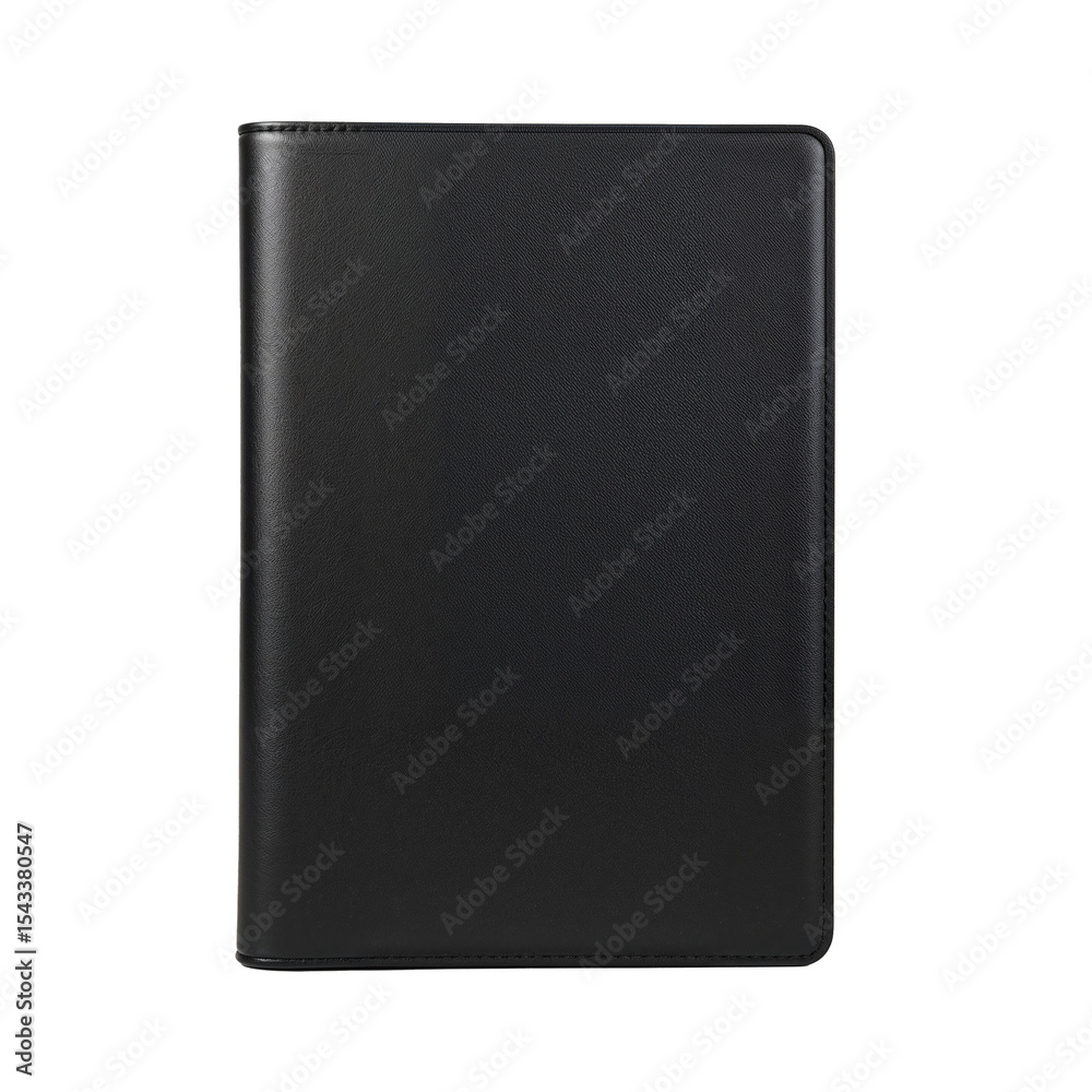 Black leather-bound notebook isolated on transparent background
Black leather-bound notebook isolated on transparent background