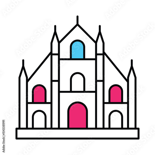 Milan Cathedral Vector Filled outline illustration style icon