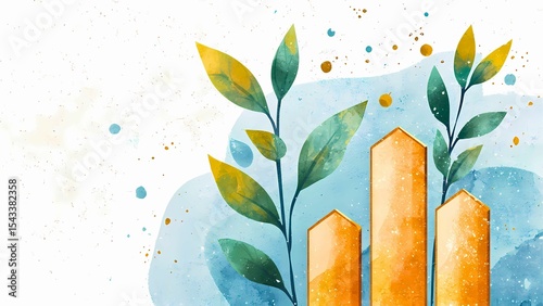An abstract watercolor illustration of growing business
