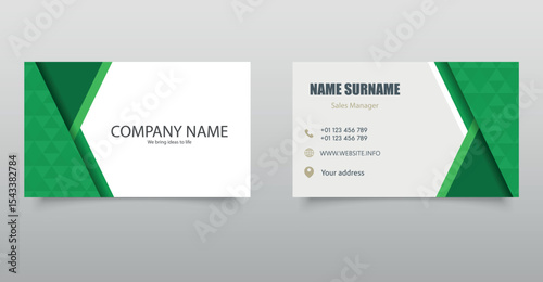 Abstract green business card design modern vector template.