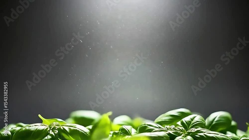 Fresh Basil Leaves Dancing in the Air - A Culinary Visual Symphony