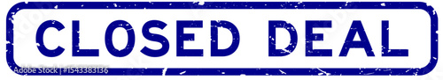 Grunge blue closed deal word square rubber seal stamp on white background