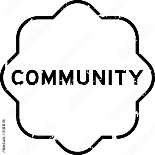 Grunge black community word square rubber seal stamp on white background