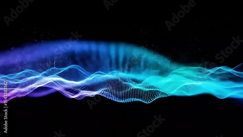 Abstract Colorful Digital Waves Dynamic Particle Animation on Black Background