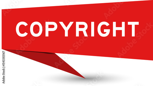 Redcolor speech banner with word copyright on white background
