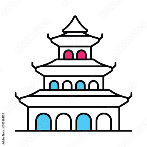 Imperial Palace Japan Vector Filled outline illustration style icon