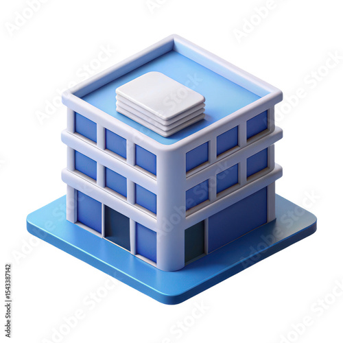 Isometric building illustration office architecture corporate real estate development design 3d model