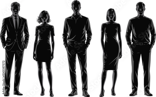 Silhouette of Business Team in Unity: Professionals Celebrating Success with Applause