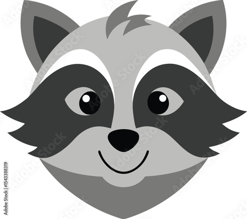 Raccoon head with masked eyes and playful grin mascot logo clipart Vector illustration
