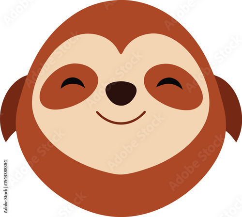 Sloth head with sleepy eyes and a wide relaxed smile mascot logo clipart Vector illustration