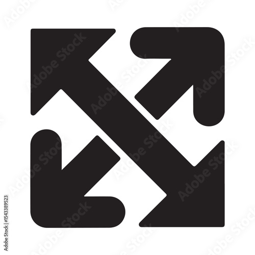 maximize and minimize icons with arrows pointing outward and inward silhouette Vector illustration on white background 