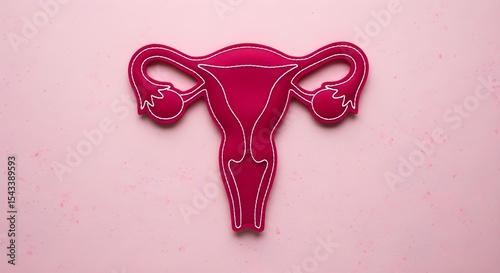 Pink female reproductive system uterus ovaries anatomy medical symbol women health gynecology healthcare feminine awareness icon illustration