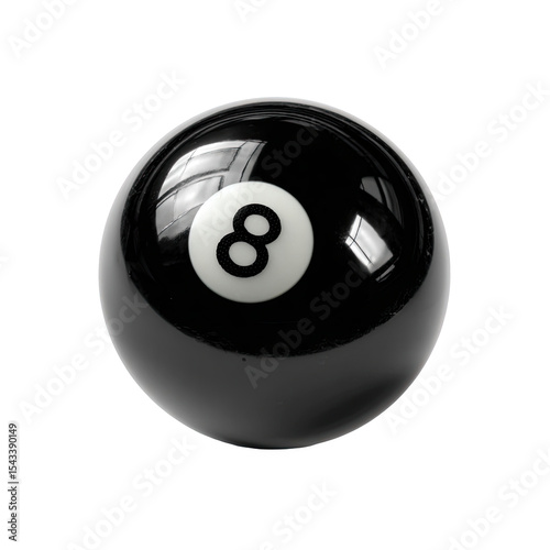 Black billiard ball with white number eight
