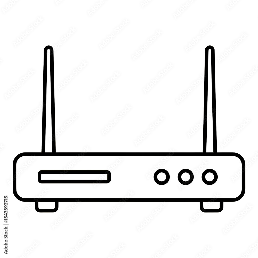 Minimalist Line Drawing of a Wireless Router Device Minimalist Line Drawing of a Wireless Router Device