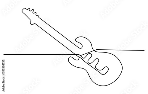 Continuous Line Drawing of Guitar Courses Icon. Hand Drawn Symbol Vector Illustration.