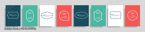 Quote speech box design templates set. Quatation text in bubble brackets frame. Citation empty graphic vector shape for social media inspiration posts. Motivation quote bubbles