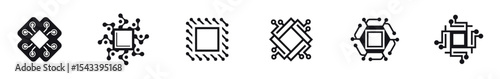 set of collection chip digital logo design inspiration. modern color, technology, dot logo. Computer Chip Icons - Multi Series, vector illustration.