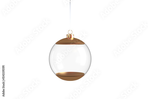 glass christmas ball hanging isolated on white