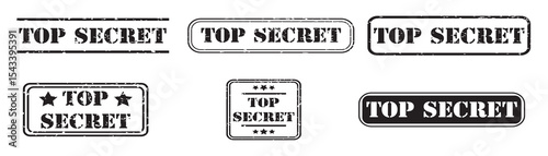 Top Secret Vector Rubber Stamp Collection, Top secret rubber stamp set, top secret label. round grunge sign,  vector illustration.