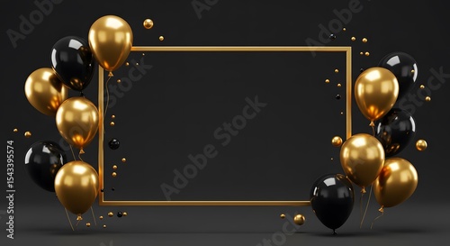 Elegant Black and Gold Balloon Frame