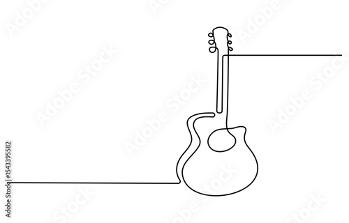 Continuous Line Drawing of Guitar Courses Icon. Hand Drawn Symbol Vector Illustration.