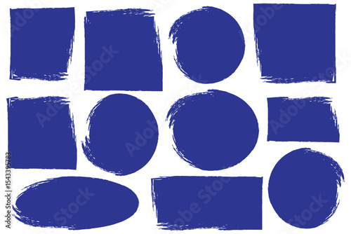 Set of abstract  square, circle, rectangle and oval ellipse borders design elements.  Chalk drawn elements. Dirty grunge design frames. 