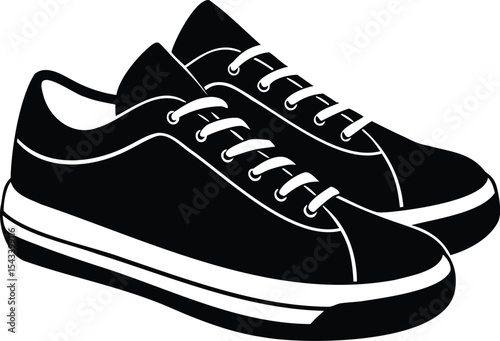 Black and White Shoes with Laces Isolated on a White Background