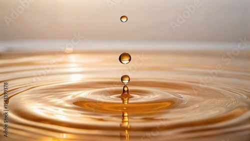 Beautiful close-up of water droplets creating ripples on a smooth surface, showcasing a serene and calming effect.
