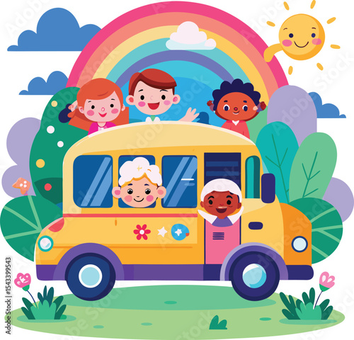 Vibrant Illustration of a Cheerful Backpack with Colorful Design Elements