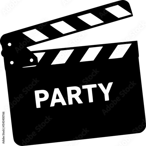 party clapperboard icon silhouette vector illustration
