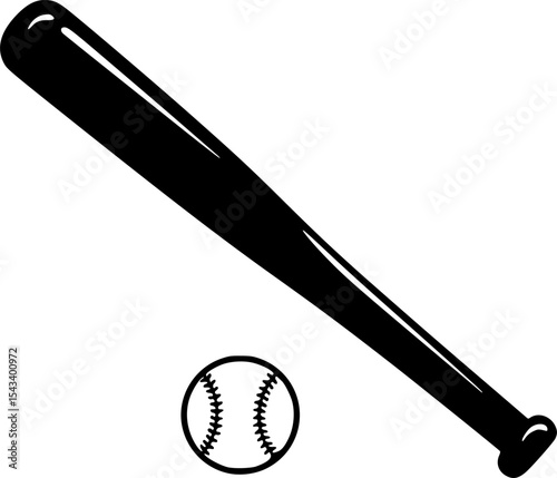 baseball bat and ball logo silhouette icon vector illustration
