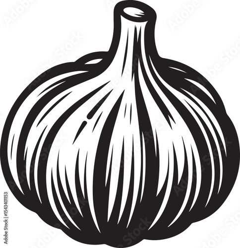 Garlic silhouette vector art illustration. Garlic vector icon.