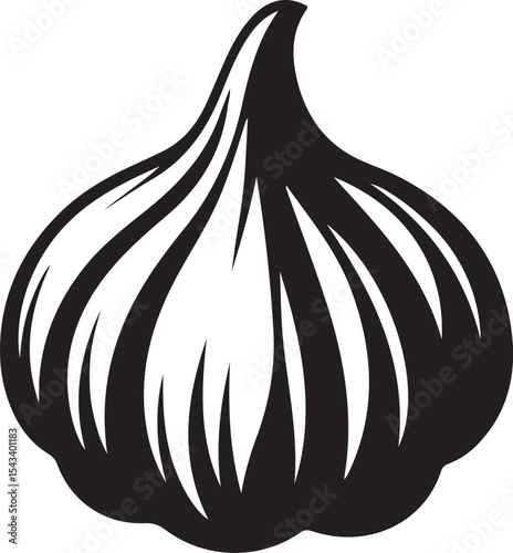 Garlic silhouette vector art illustration. Garlic vector icon.