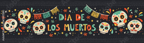 Day of the dead, Dia de los muertos design, hand drawn with decoration and flowers, great for banners, wallpapers, cards - vector design