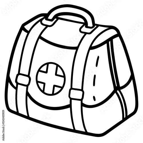 First Aid Bag Outline Vector 