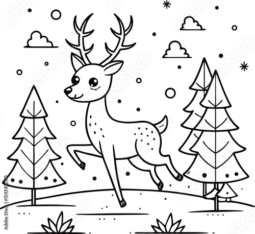 Black and White Line Art Dog Illustration for Print and Web