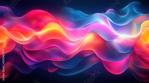 Abstract, vibrant, flowing waves of neon colors