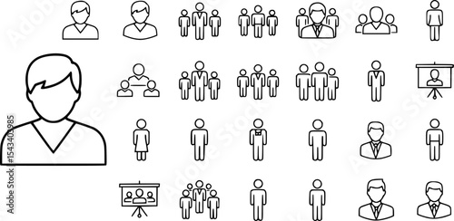 set of people line icons, such as human, team, person, man