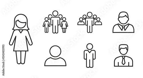 set of people line icons, such as human, team, person, man